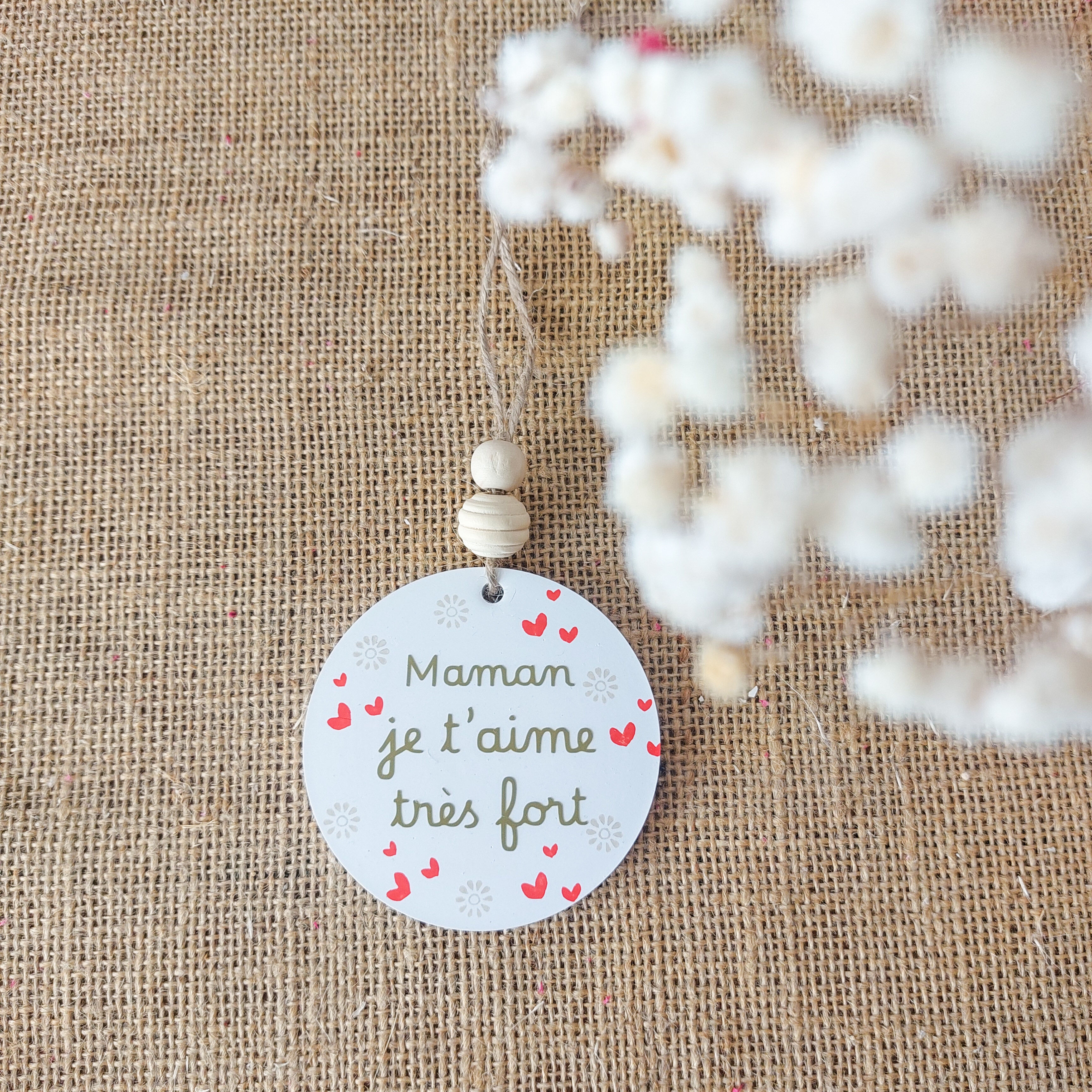 Round hanging decoration "Mom, I love you so much", Mother's Day gift