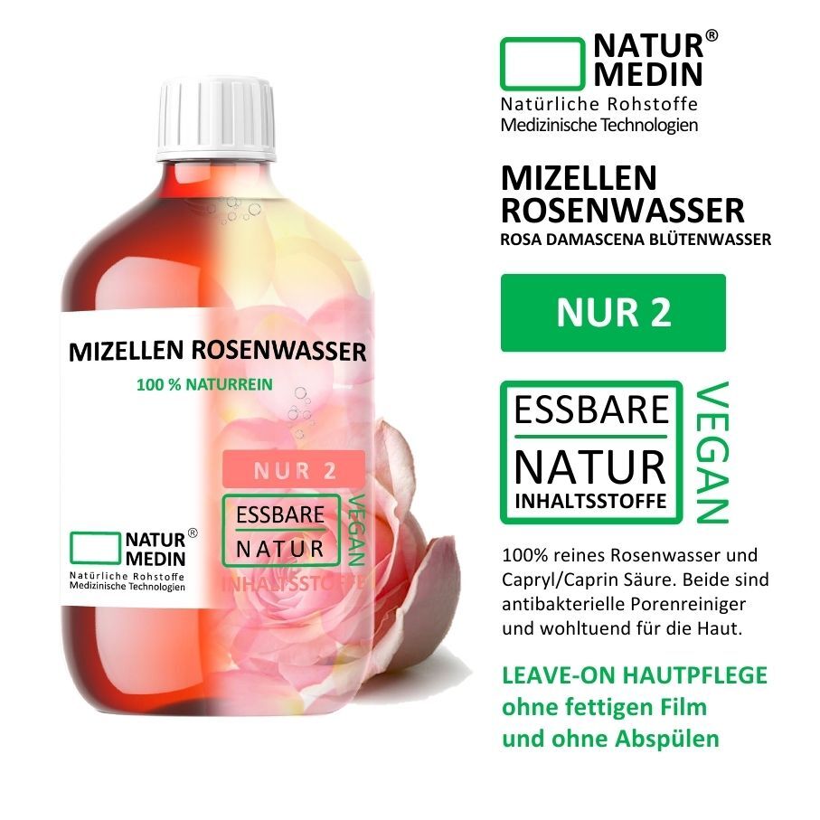 Eau micellaire à l'eau de rose – démaquillant naturel pour un nettoyage et un soin doux (100% naturel)