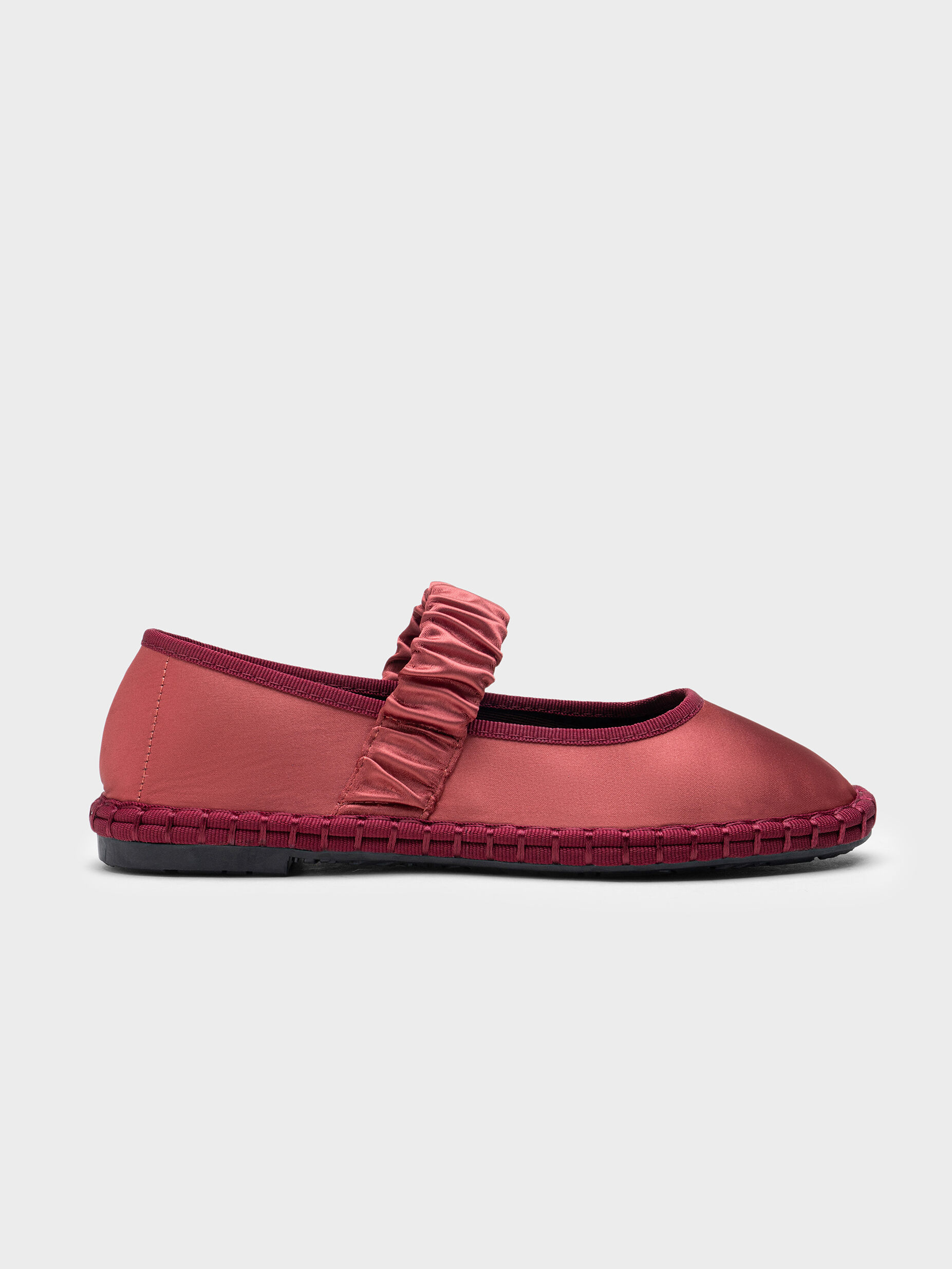 Women’s Satin Flats with Elastic Strap and Round Toe
