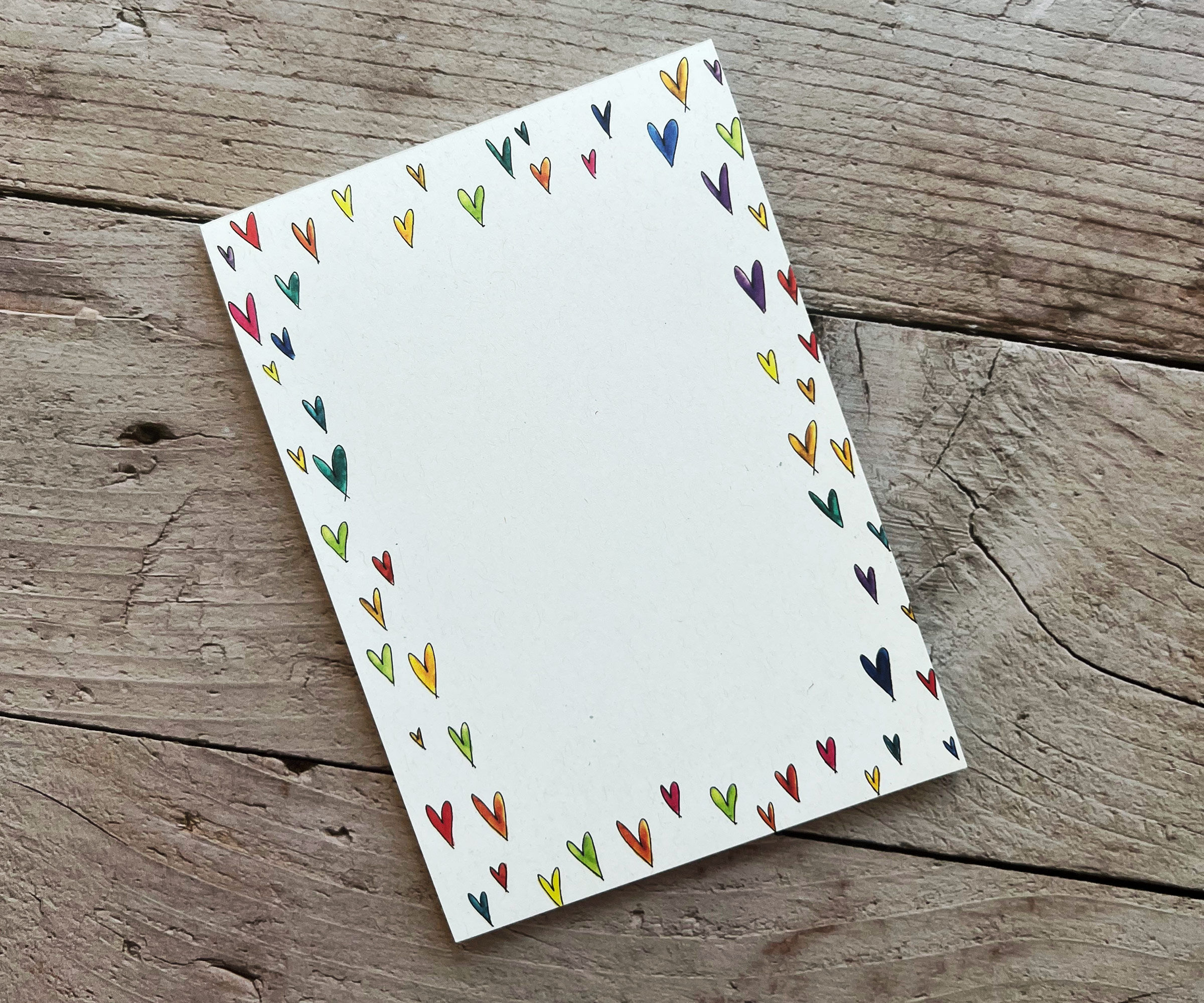 A6 notepad made from recycled paper | colorful hearts | 50 sheets | unlined