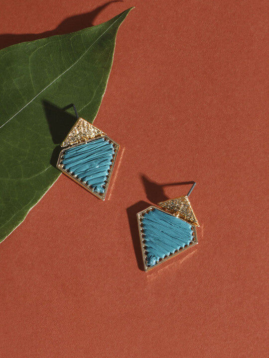 Green Geometric Studs – Fashion Earring – Secure Post-Back