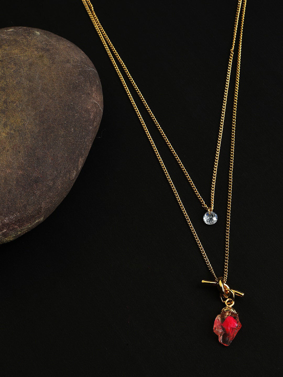 Red Gold-Plated Pendant Set – Necklace Pendants – Pack of 2 – 52cm Length