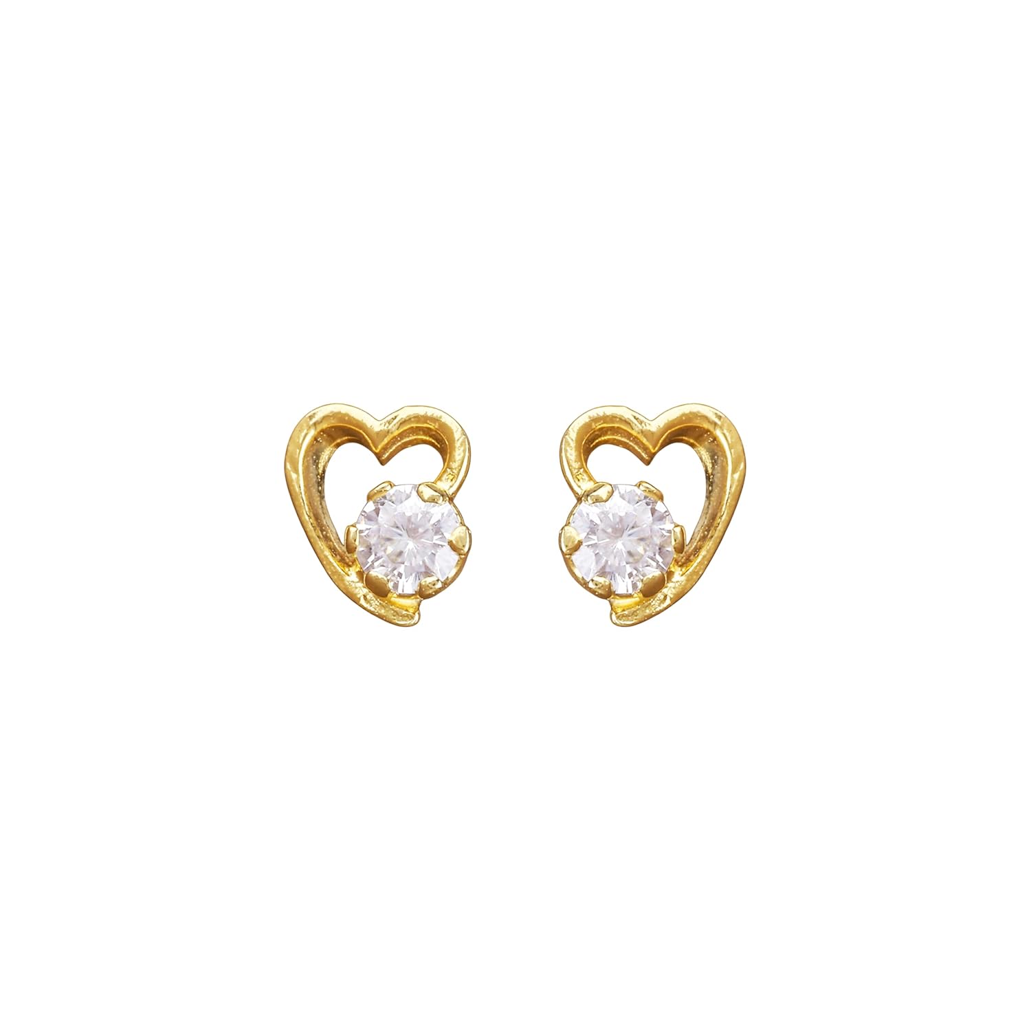 Heart Shape Earrings – Fine Jewelry – 925 Sterling Silver 18K Gold Plated – Lightweight Pair
