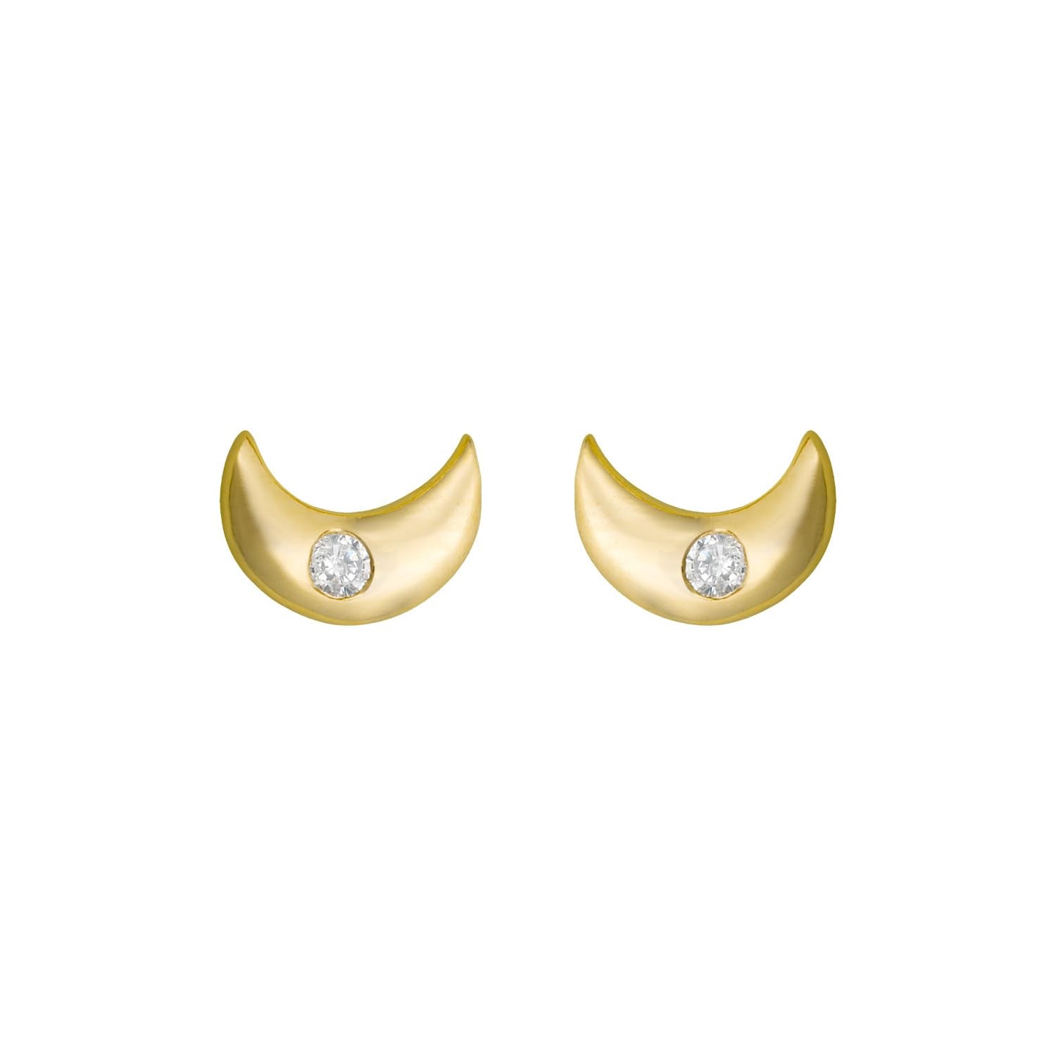 Moon Earrings – Sterling Silver Jewelry – 18K Gold-Plated – Lightweight Pair