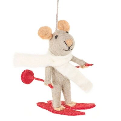 Décoration à suspendre Marcel la souris en feutre fait à la main