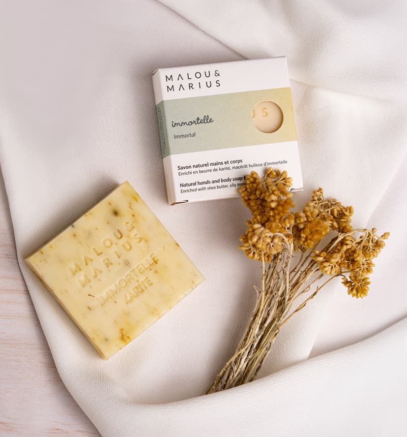 SAVON CORPS IMMORTELLE, BEURRE DE KARITE 100g