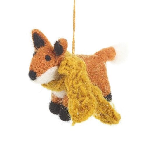 Handmade Felt Rusty Fox Biodegradable Hanging Decoration