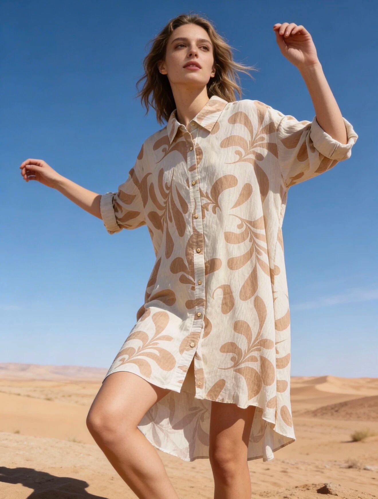 Printed shirt dress, flared cut with shirt collar