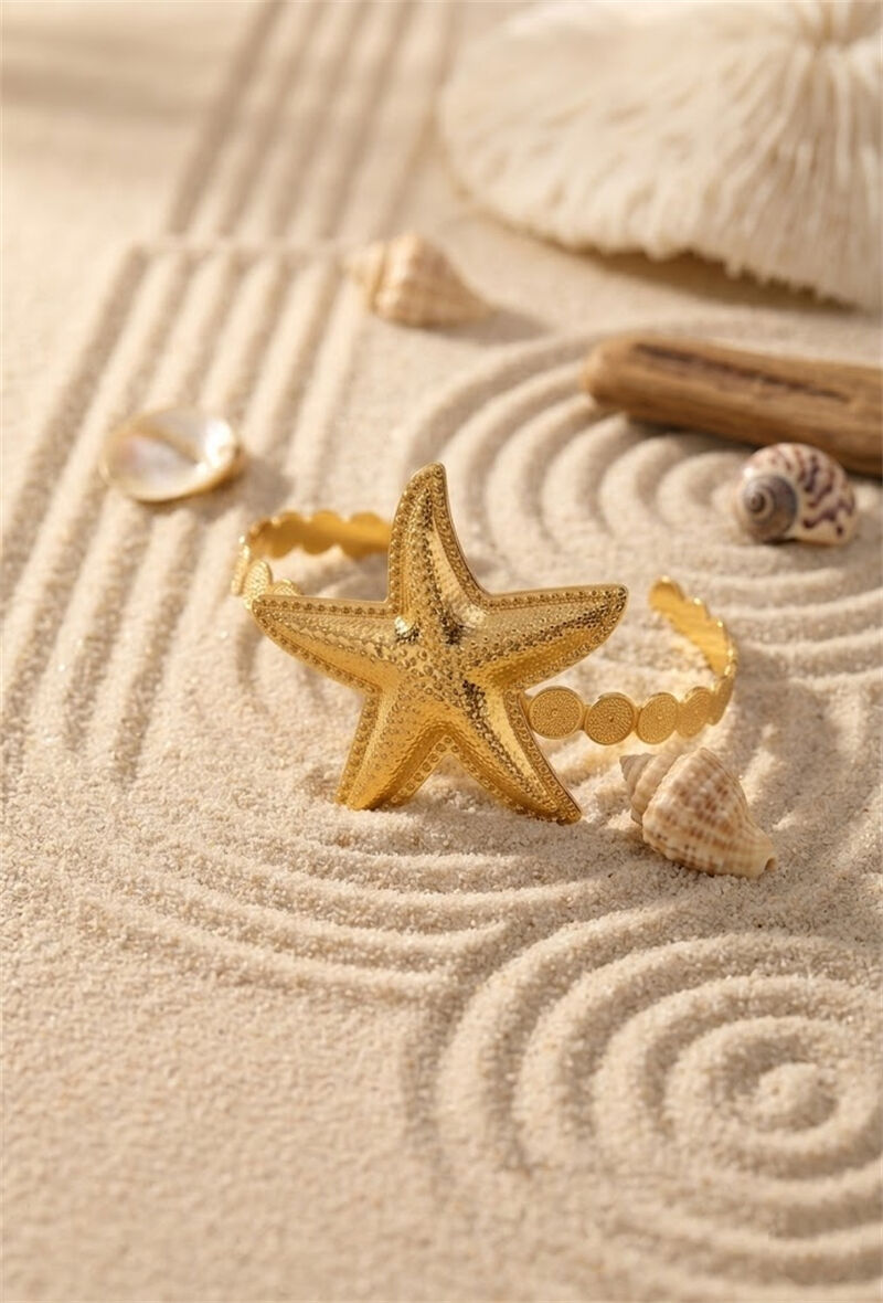 Bracelet étoile de mer en acier inoxydable thème marin – éclat de l'océan