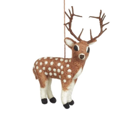 Handmade Felt Stag Biodegradable Hanging Decoration brown