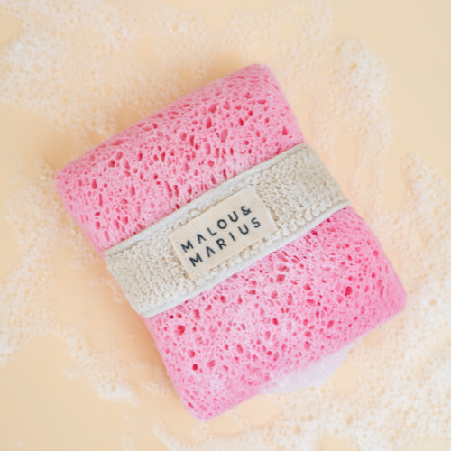 ÉPONGE CORPS PORTE SAVON ROSE