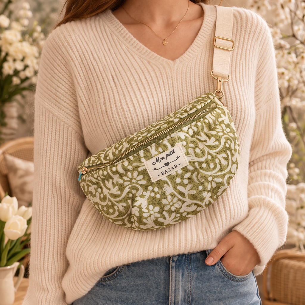 Floral print quilted fanny pack – Mon Petit Bazar