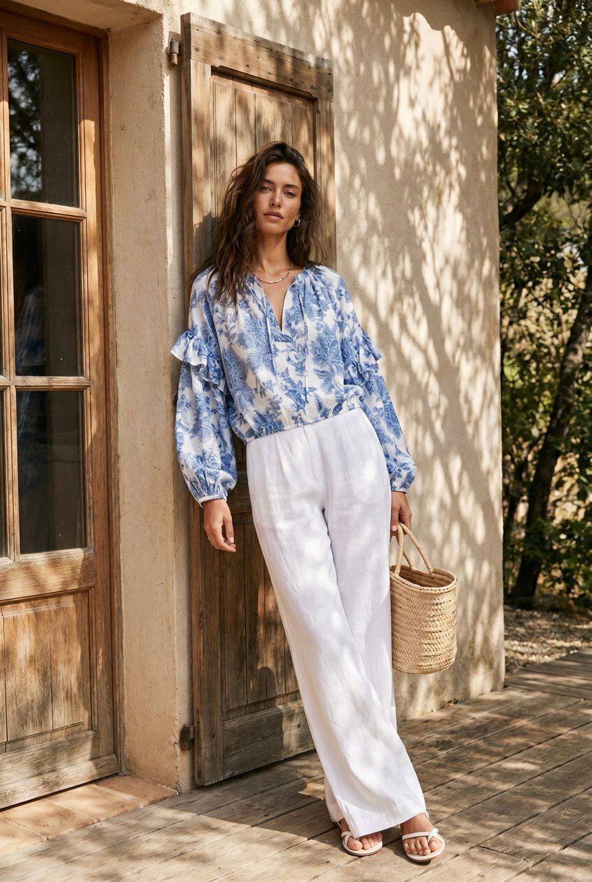 Cirta printed blouse with balloon sleeves