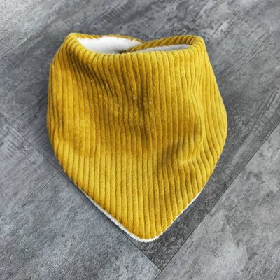 Tour de cou fourre bandana bebe taille 1/2 ans velours cotele moutarde