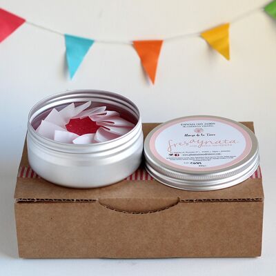 Boîte de savon éponge de fraise et crème à la rose musquée