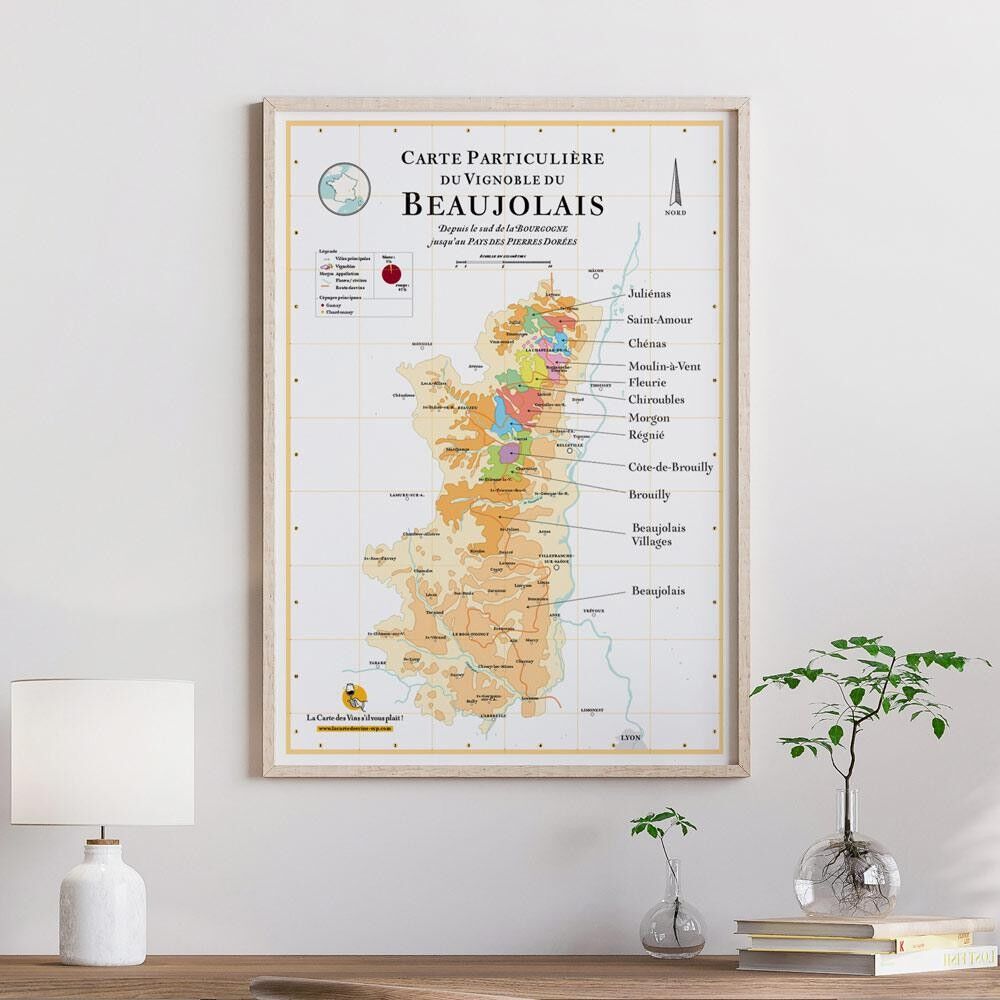 Beaujolais Wine Map - 50 x 70 cm