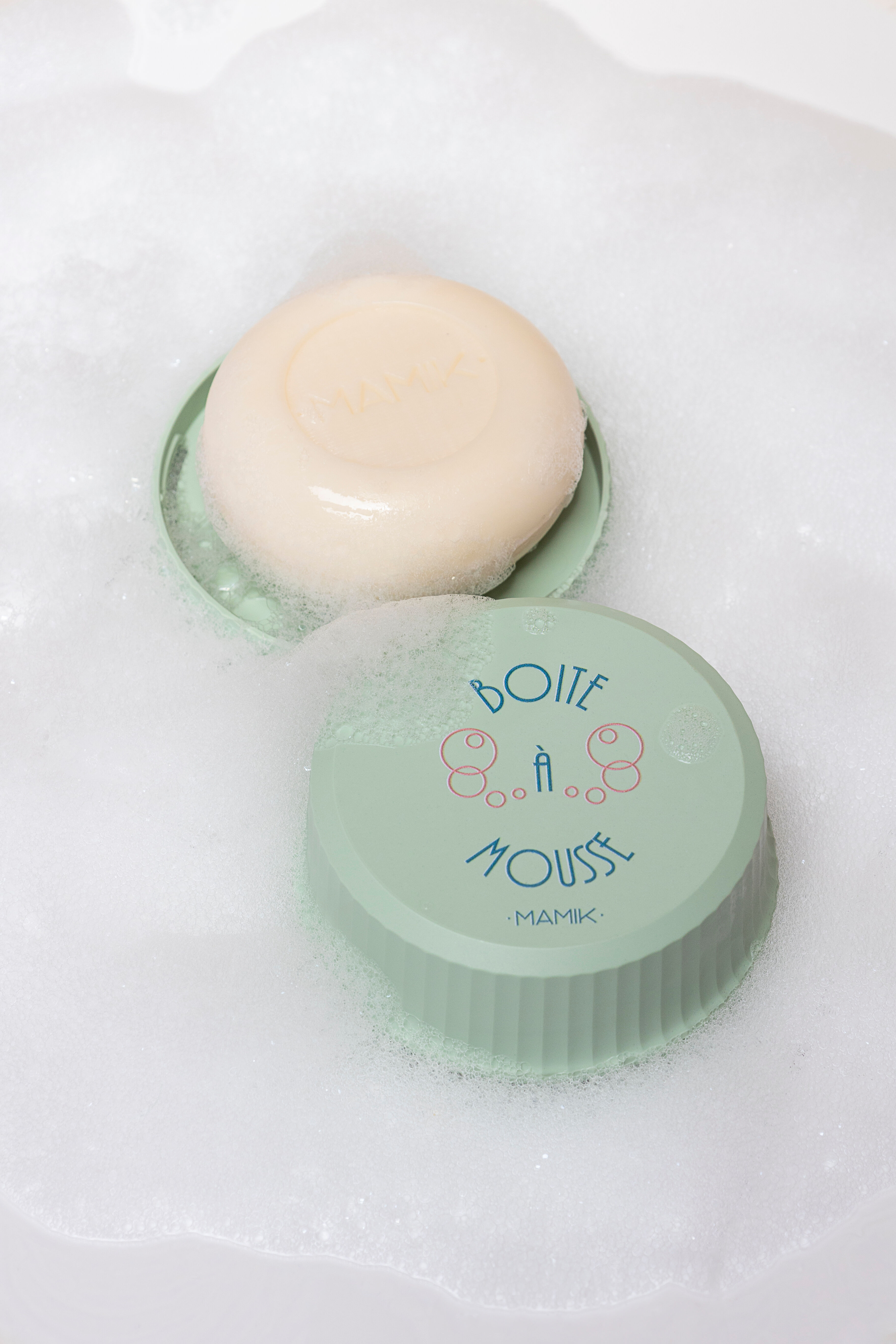 Boite a savon ronde verte avec porte savon intégré