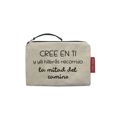 Purse / Wallet / Card Holder, 100% Cotton, model "Believe in yourself and you will have already come half the way"