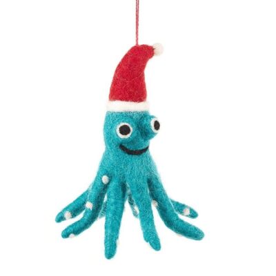 Handmade Felt Biodegradable Christmas Octopus Tree Hanging Decoration