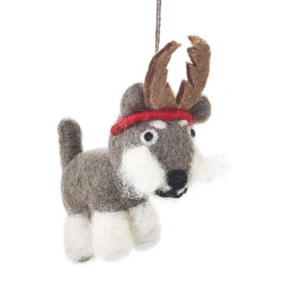 Handmade Felt Biodegradable Festive Hugo the Dog Hanging Christmas Tree Decoration