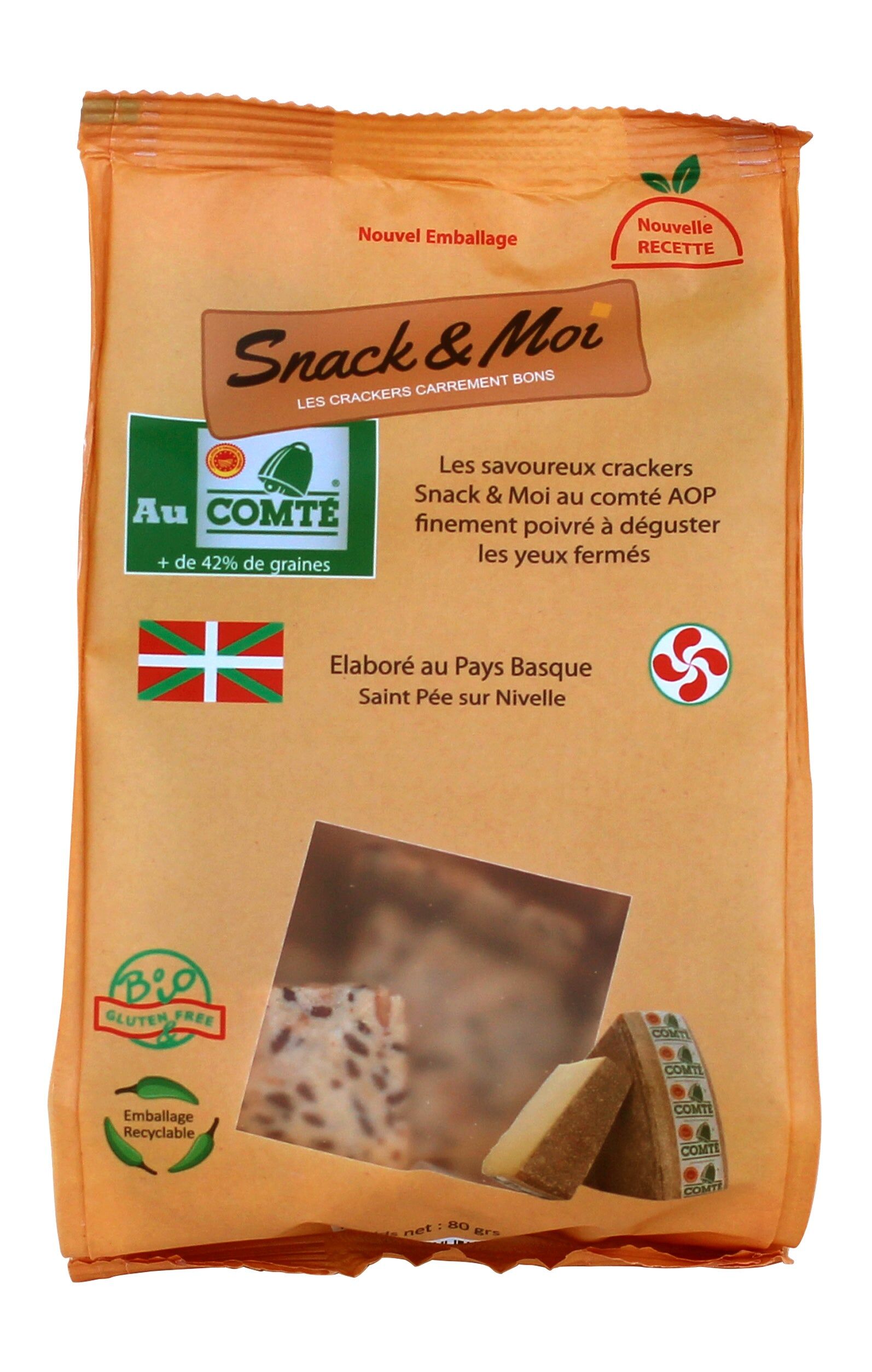 Organic crackers with Comté AOP cheese, 80g