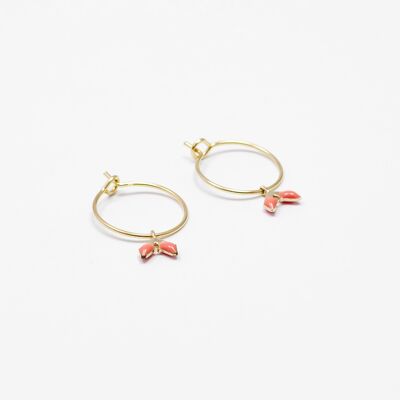 Mini hoop earrings in salmon pink
