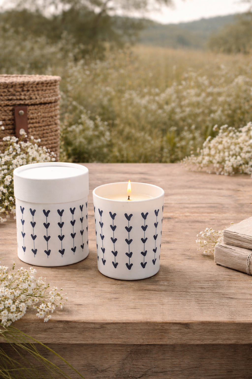 Bougie fleur de coton - Coeurs -  180g