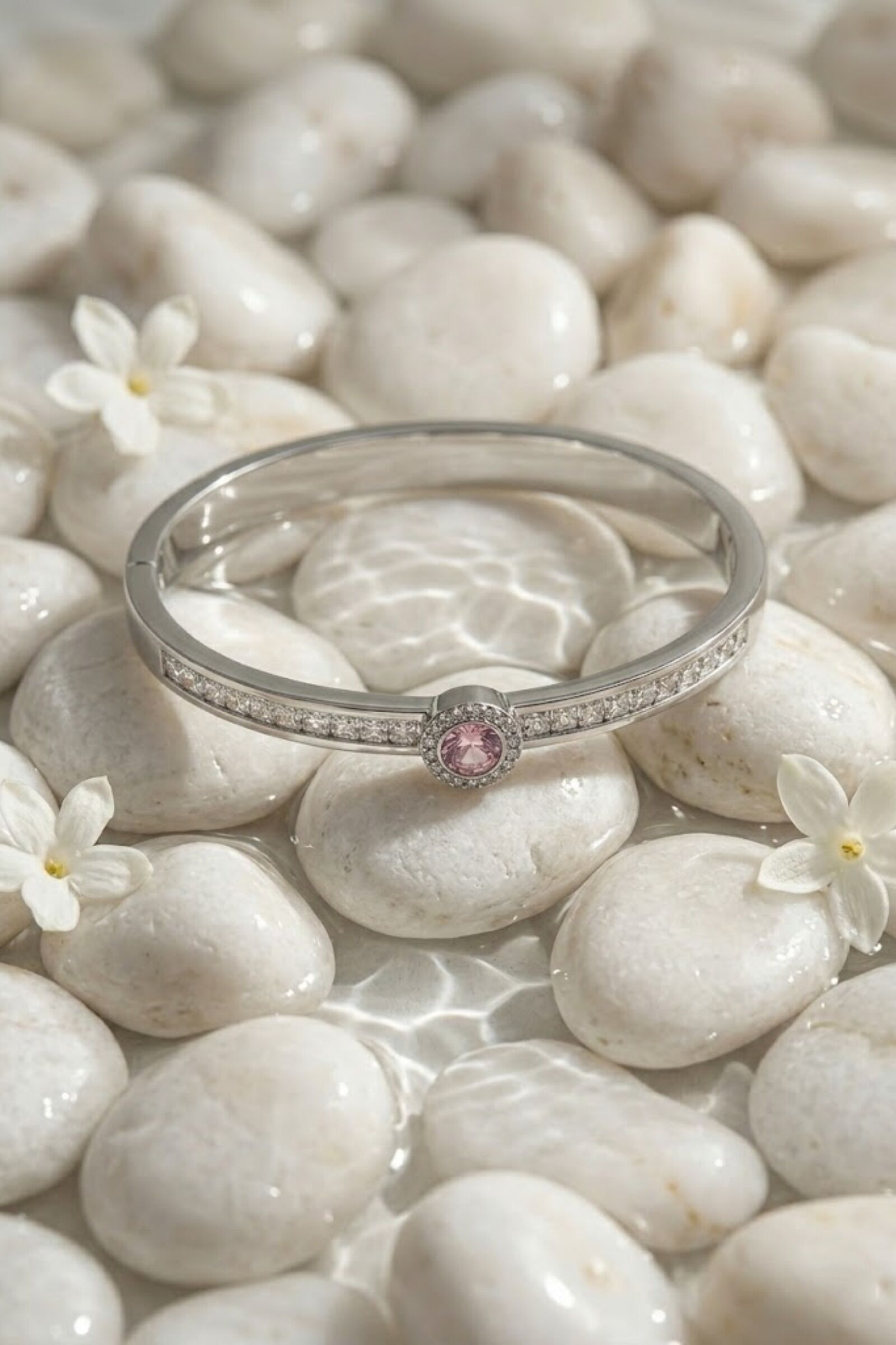 Bracelet Jonc Strass Acier Inoxydable – Élégance Fine