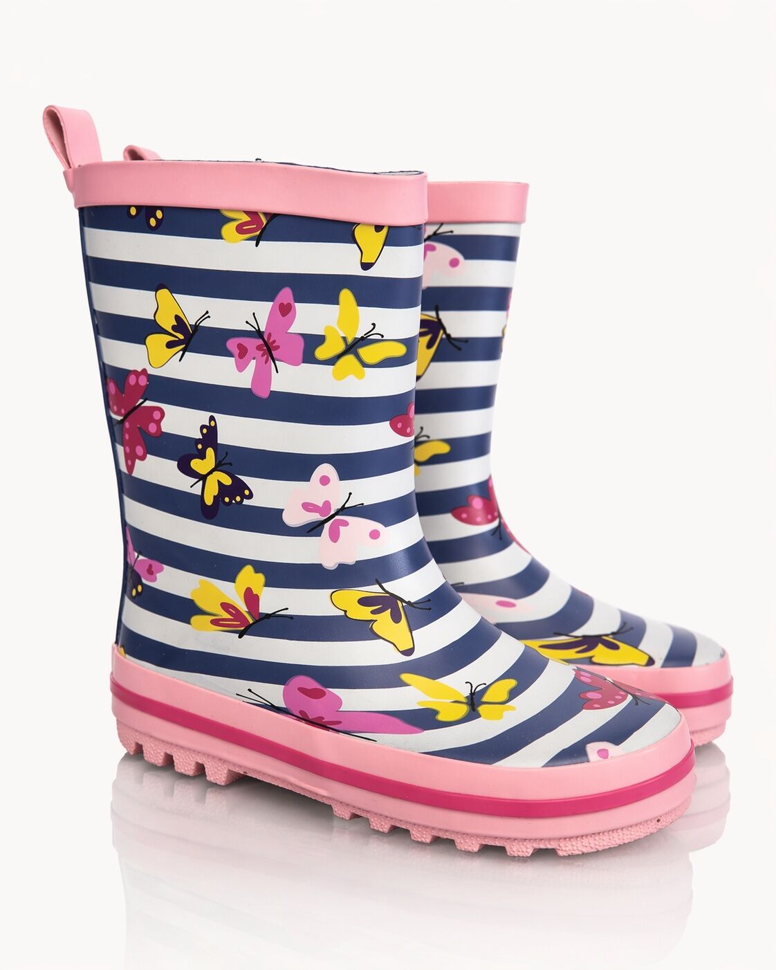 Gevavi Gummistiefel für Kinder mit Schmetterlings- und Streifenmuster