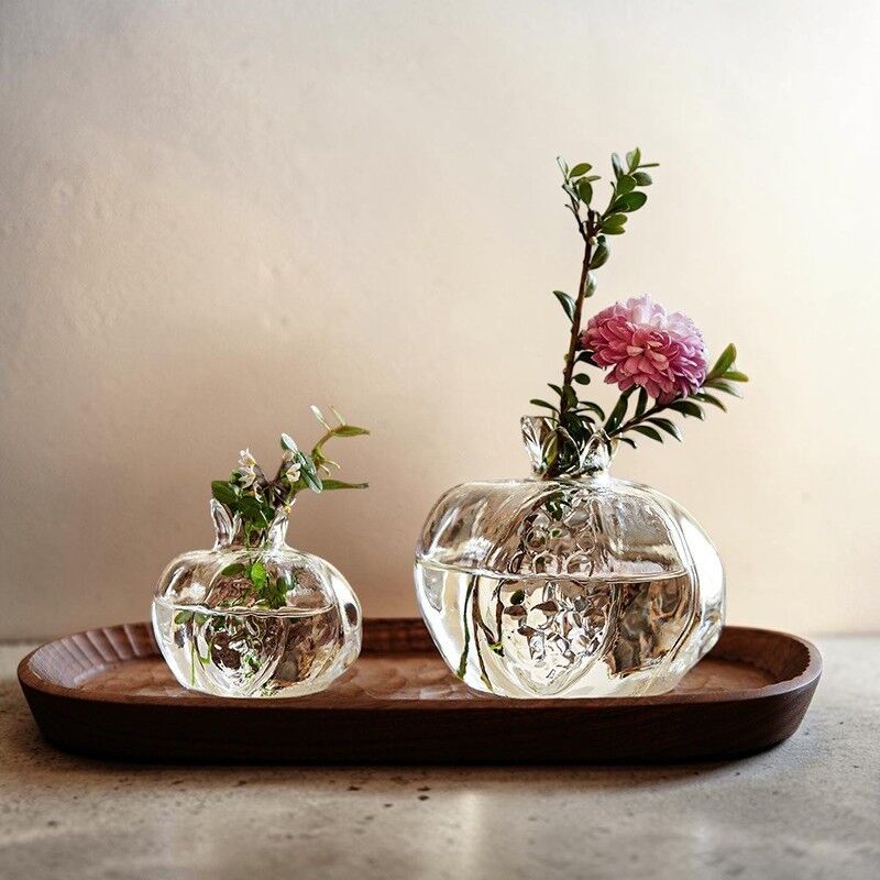 Mini Glass Pomegranate Vase – Elegant Hydroponic Table Vase