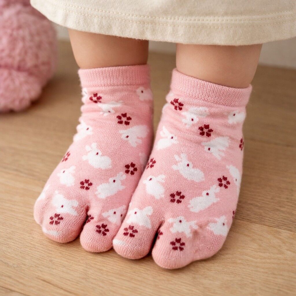Calcetines Tabi japoneses de algodón con estampado de conejos, tallas 26-34.