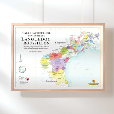 Mapa de vinos de Languedoc Rosellón - 50x70cm