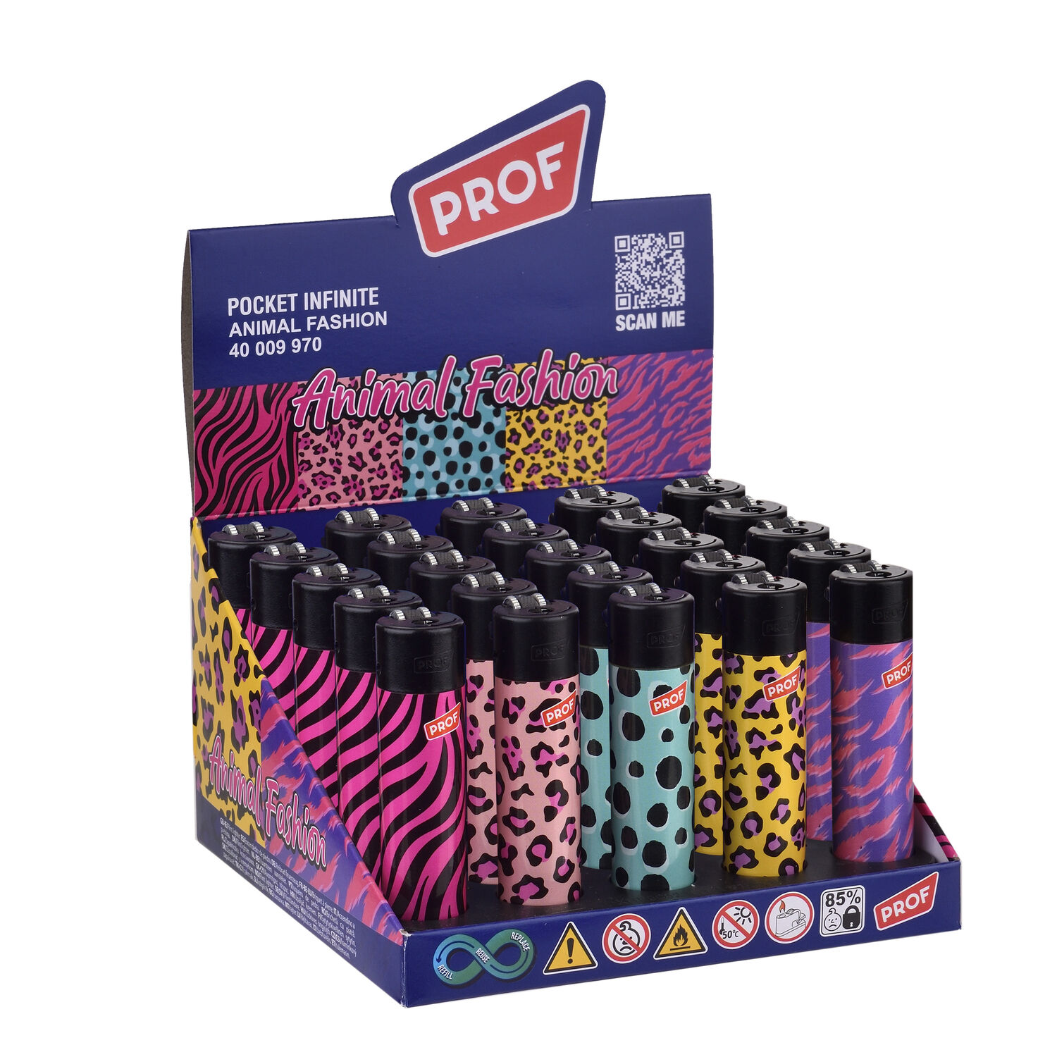 Briquet rechargeable PROF Animal Fash Round Flint