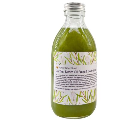 Teebaum-Neemöl Flüssiges Gesichts- und Duschgel, Glasflasche von 250m
