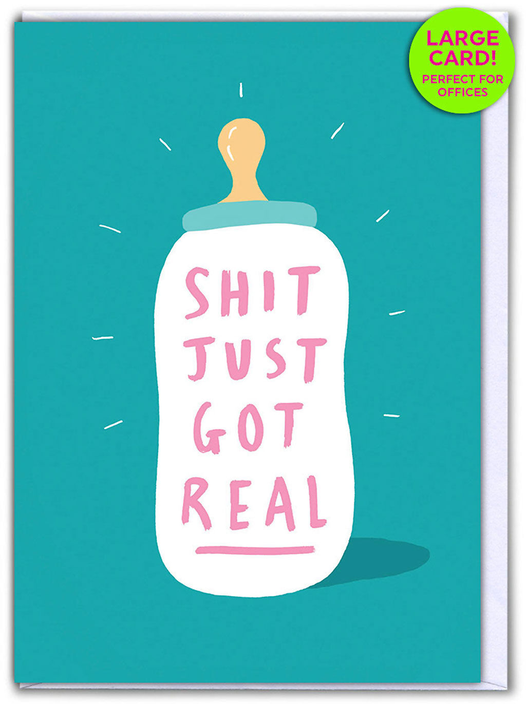 Funny New Baby Large Card Shit Got Real by BrainboxCandy