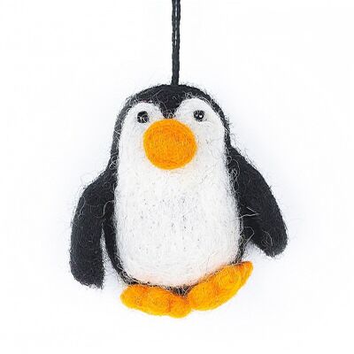 Fait à la main en feutre biodégradable bébé pingouin ours décoration suspendue noir