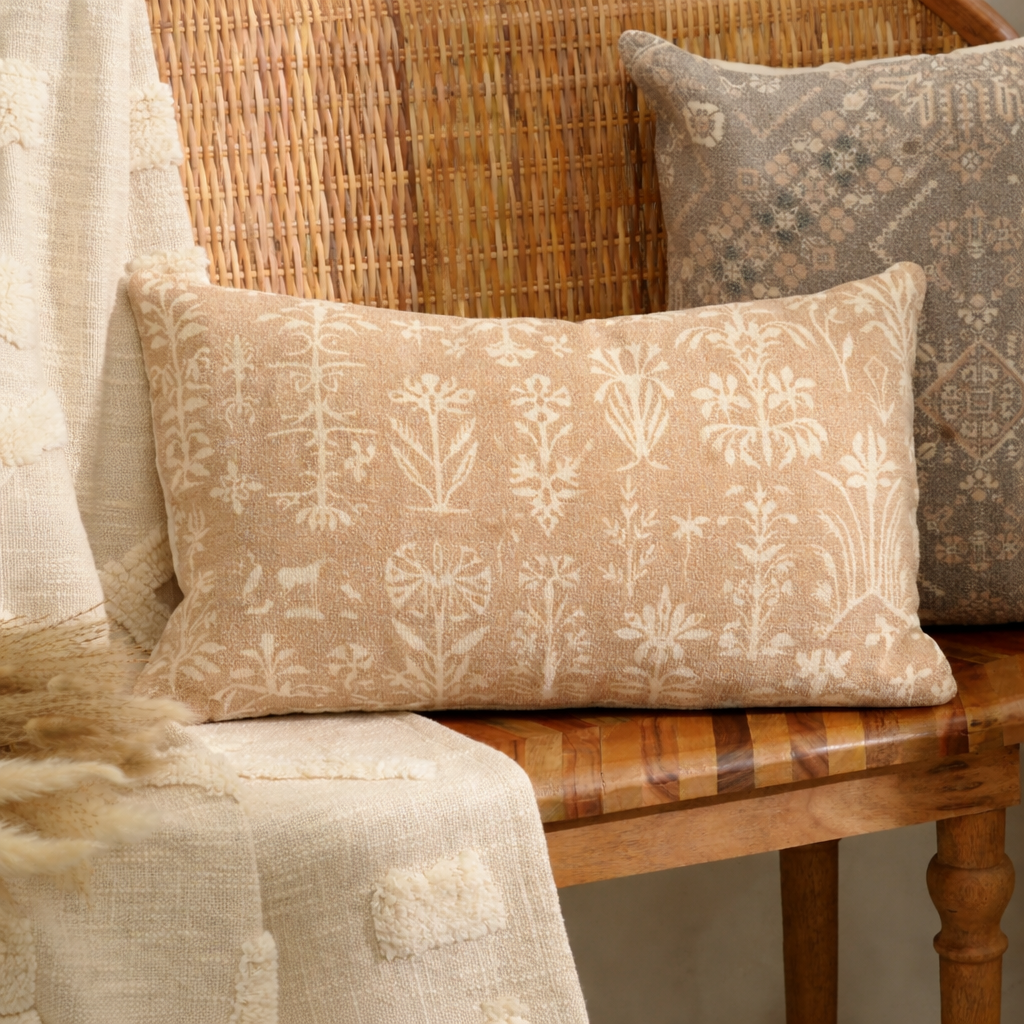 BloomAura Decorative Printed Cushion- 50 x 30 cm