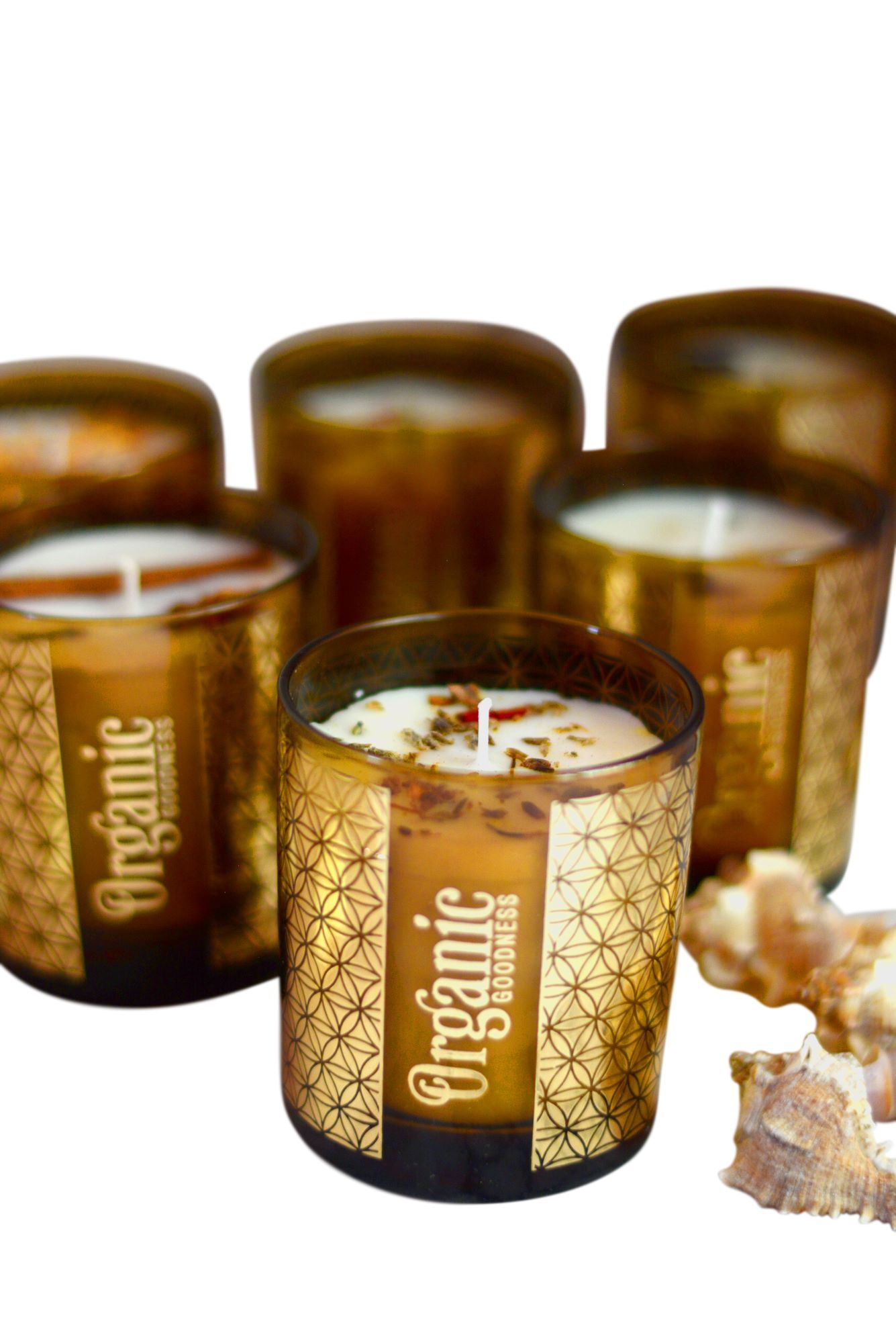 fragranza eConi di incenso biologici in vetro - SET (6 modelli assortiti, 2 pezzi ciascuno = 12 pezzi)