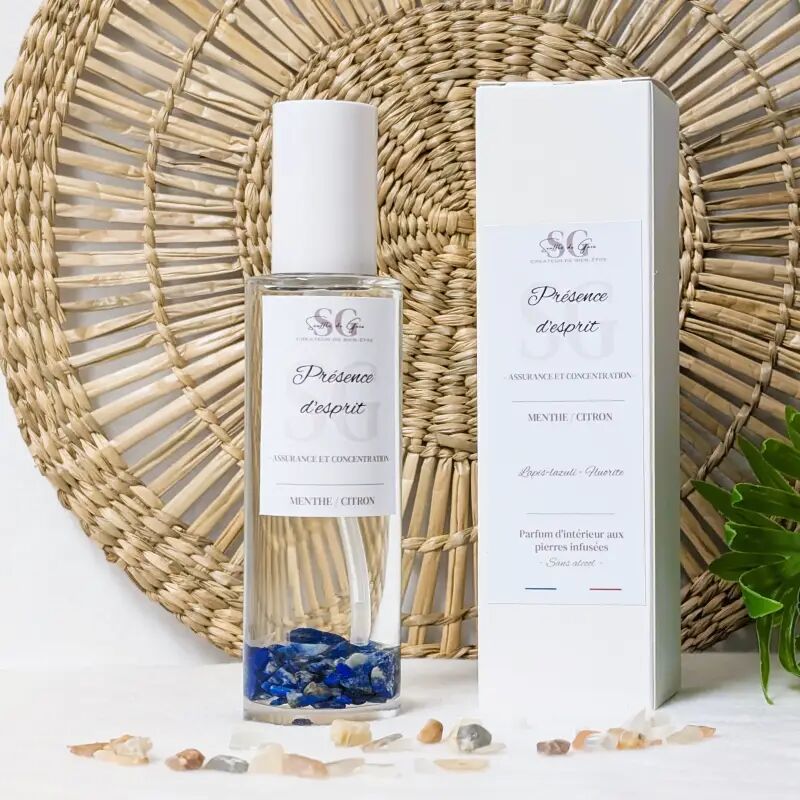 Lithotherapy Spray Presence of Mind – Mint/Lemon Room Fragrance, Infused Natural Stones