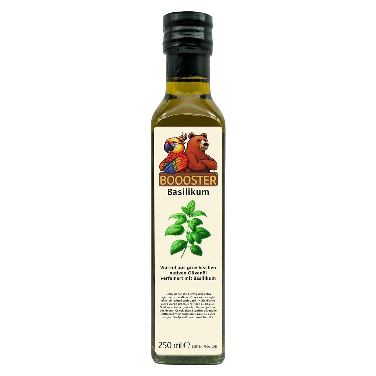 BOOOSTER Basil Infused Oil 250ml Extra Virgin Olive Oil from Greece