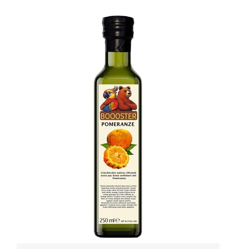 BOOOSTER Bitter Orange Infused Oil 250ml Extra Virgin Olive Oil produced in Crete