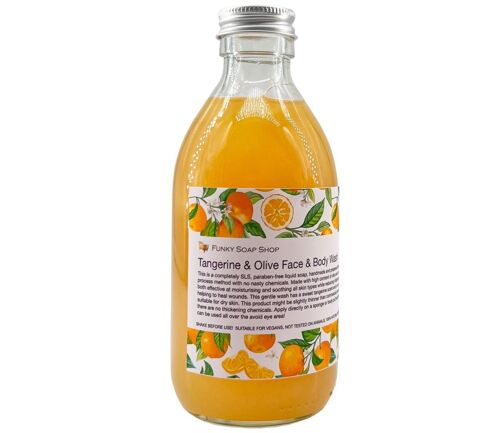 Liquid Tangerine & Olive Body Wash, Glass Bottle of 250ml