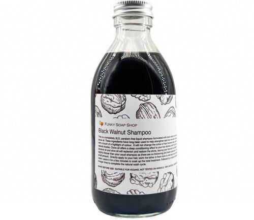 Liquid Black Walnut Shampoo For Brown & Black Hair, Glass Bottle of 250ml