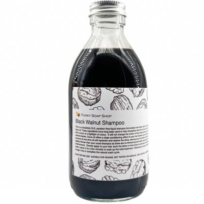 Flüssiges Schwarzwalnuss-Shampoo für braunes und schwarzes Haar, Glasflasche mit 250 ml