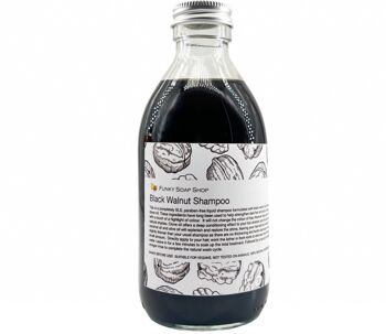 Shampooing Liquide Noyer Noir Pour Cheveux Bruns & Noirs, Flacon Verre 250ml