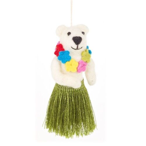 Handmade Felt Biodegradable Christmas Hula Bear Hanging Decoration