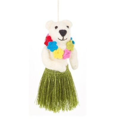 Handmade Felt Biodegradable Christmas Hula Bear Hanging Decoration