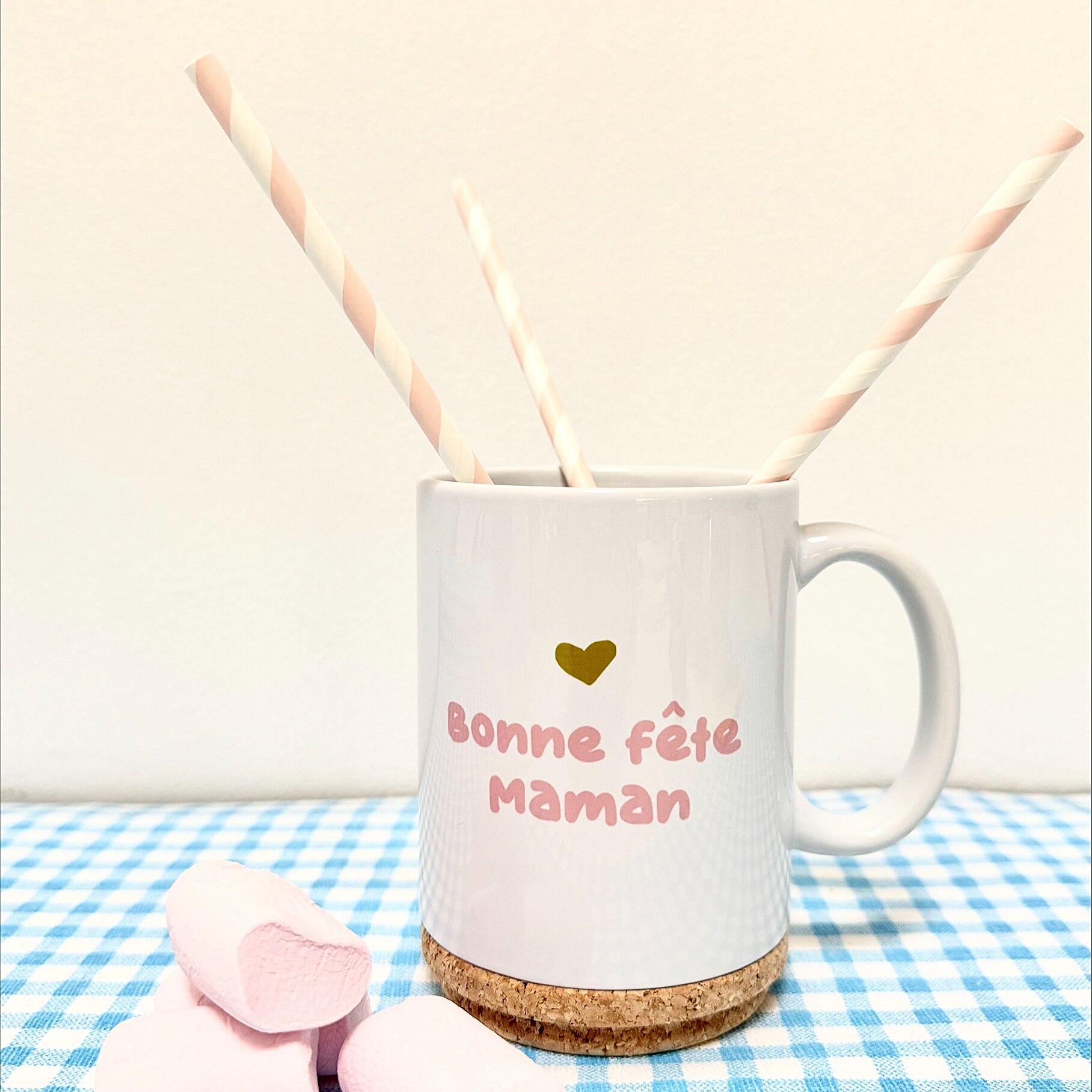 Tazza Pop "Buona Festa della Mamma" con coperchio in sughero