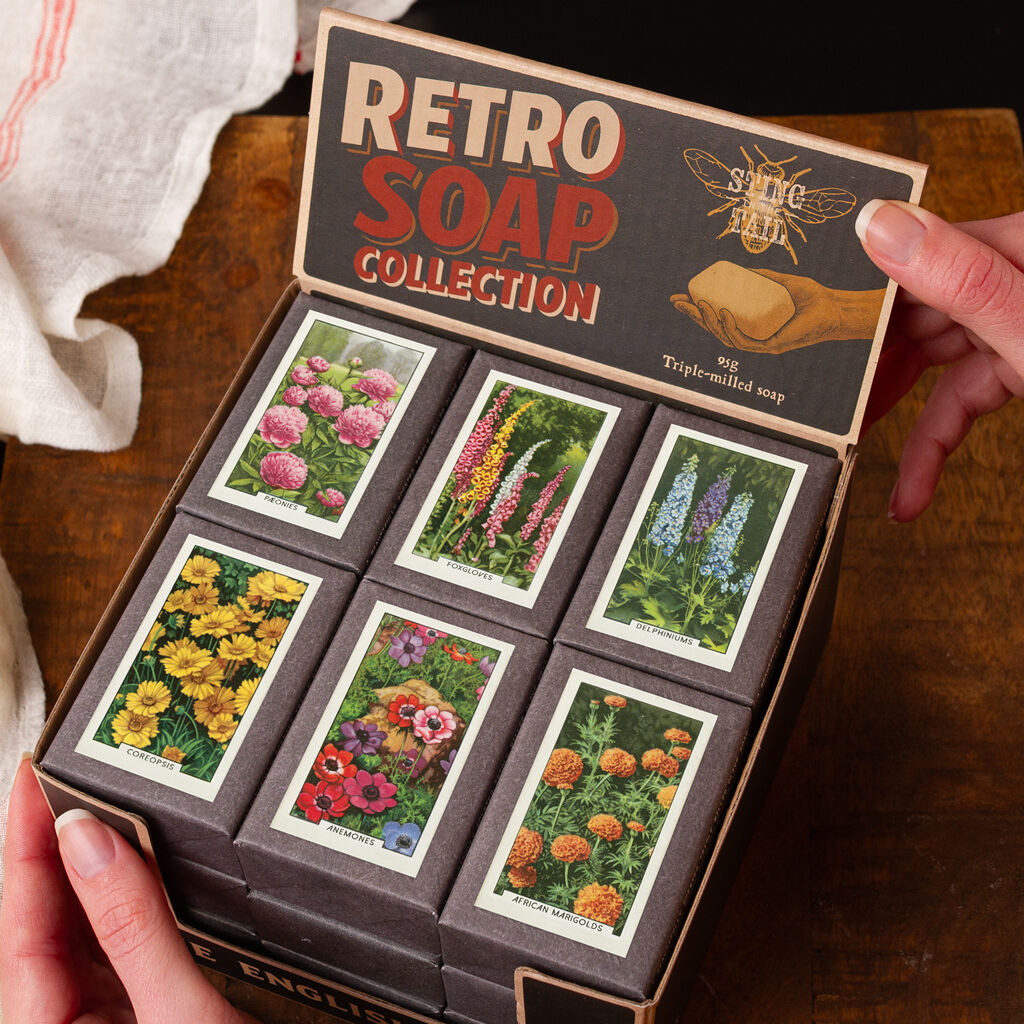 Retro Soaps CDU - Garden Plants (95g Olive Soaps) 18pc