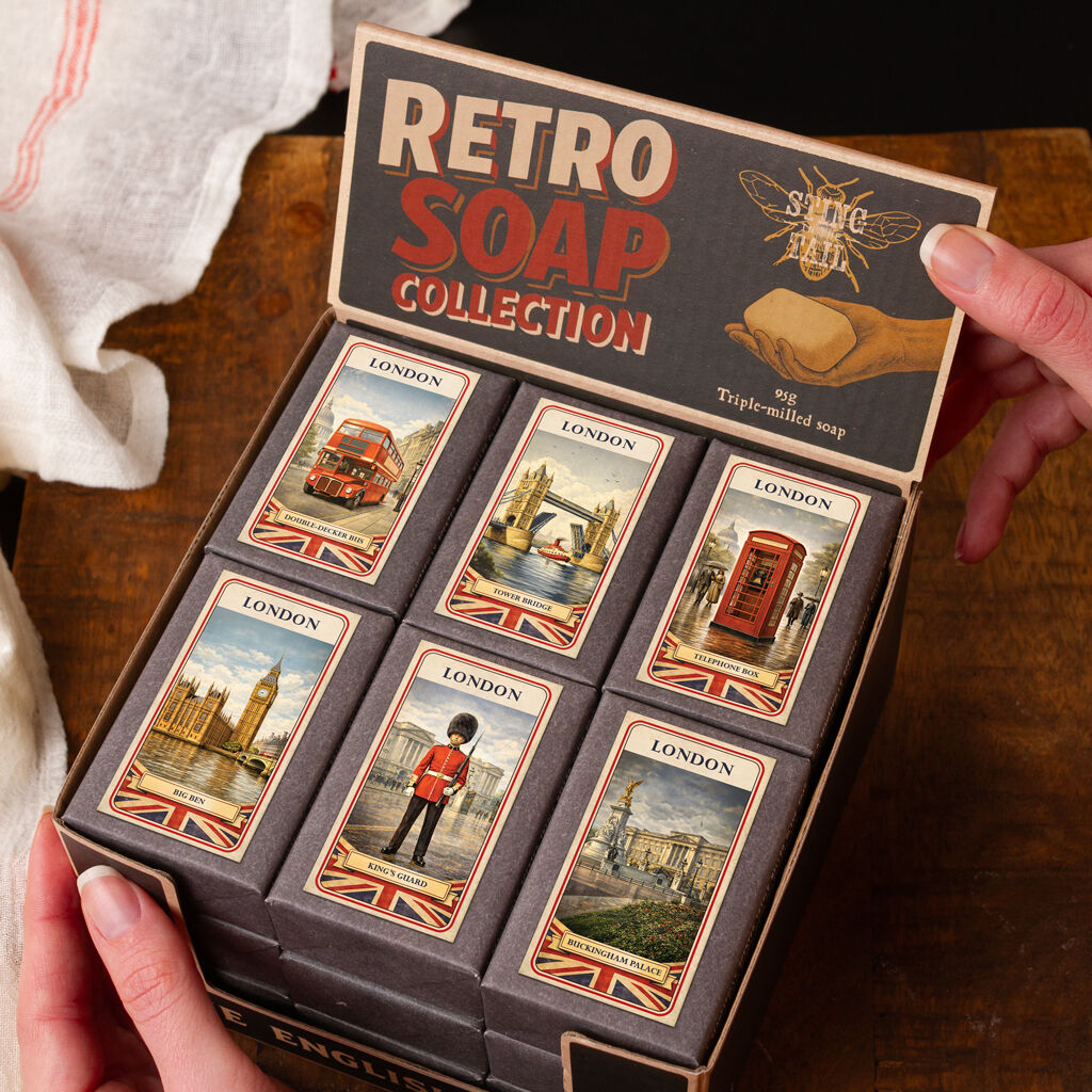 Retro Soaps CDU - London Landmarks (95g Olive Soaps) 18pc